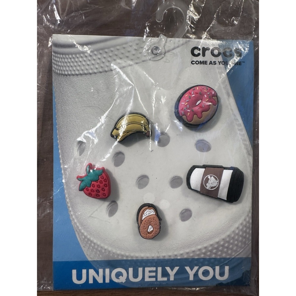 Crocs Breakfast Uniquely You Jibbitz 5 Pack Bagel Berry Banana Donut Cup 5pc NEW